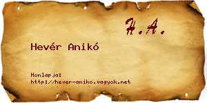 Hevér Anikó névjegykártya